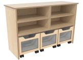 Opbergkast met 3 rolbakken B120xD44xH80cm Berken Tangara Groothandel voor kinderrdagverblijf inrichting1